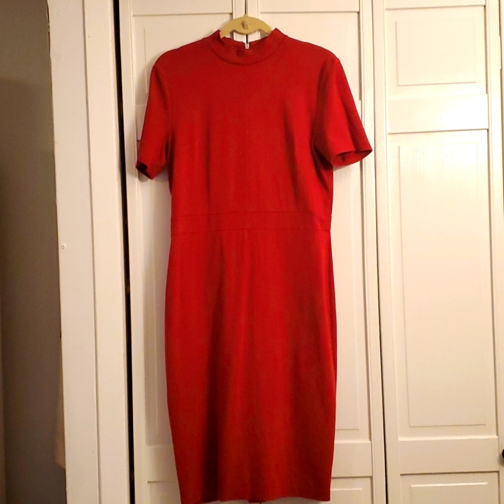 Express red mock turtleneck midi dress Sz L